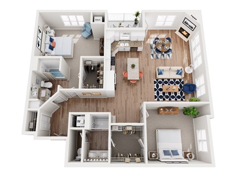 Floor plan for 2 beds, 2 baths, 1415 sqft